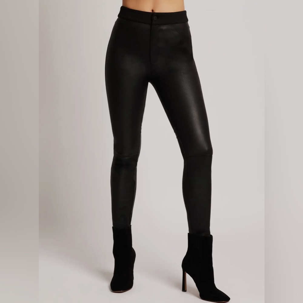 Blanc Noir High Rise Faux Leather Stretch Skinny Pants Black Medium NWT